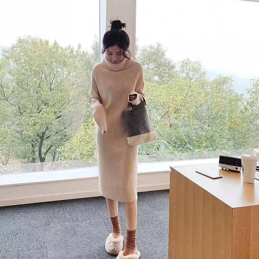 Pullover Women's Autumn and Winter New Loose High Collar Thickening Long Paragraph Bottom Skirt