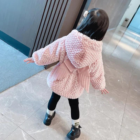 Autumn and Winter Girls All-match Sweater Jacket Plus Velvet Warm and Windproof Jacket