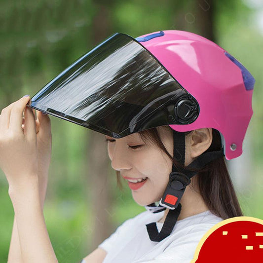 Unisex Battery Car Helmet Four Seasons Breathable Lightweight Sun Protection Helmet Sunscreen Motorcycle Half Helmet