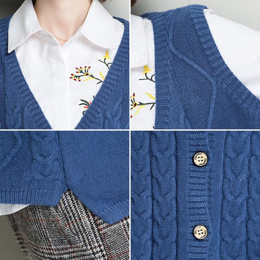 Sweater Vest Women V-neck Solid Simple Slim All-match Casual Korean Style Teens Chic Fashion Autumn Winter Sleeveless Sweaters