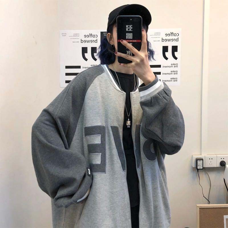 Spring and Autumn Contrast Color Cardigan Baseball Uniform Sweater Men and Women Loose Student Retro Salt Couple Jacket