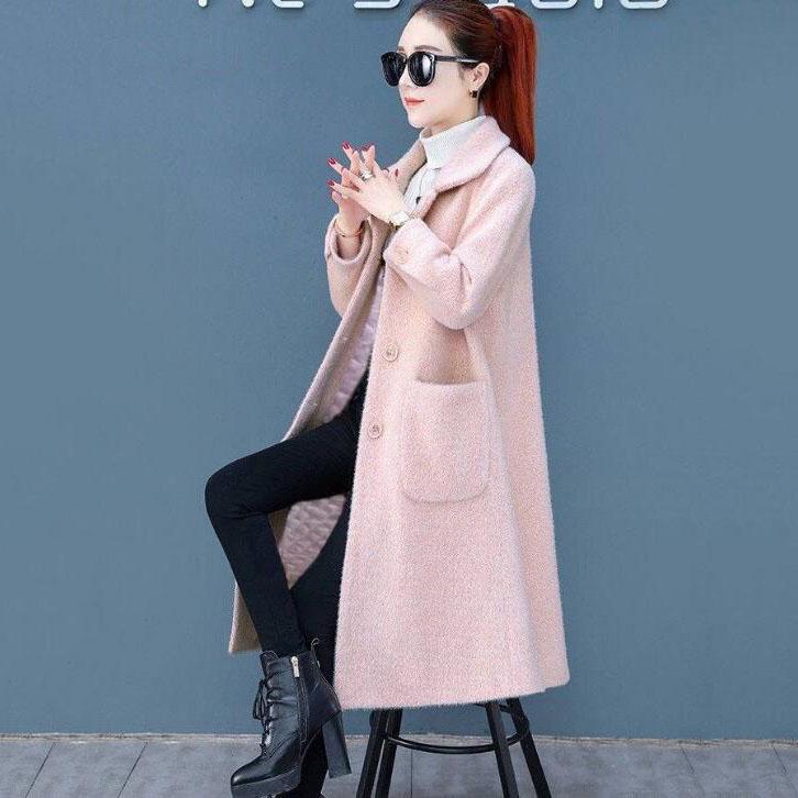 Elegant Autumn Winter Women Long Coat Jacket Casual Warm Wool Blends Overcoat Fashion Cashmere Coats