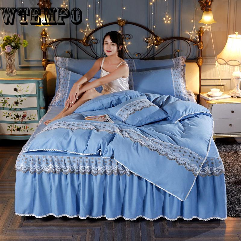 Bed Skirt Set Bedspread Lace Bed Skirt Ruffles Bedding Set for Girls Princess Bedspread Skirt