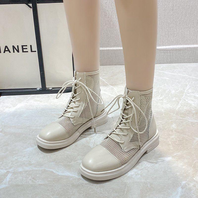 Summer Women's Thin Martin Boots Fashion All-match British Style Breathable Single Boots Mesh Cutout Boots