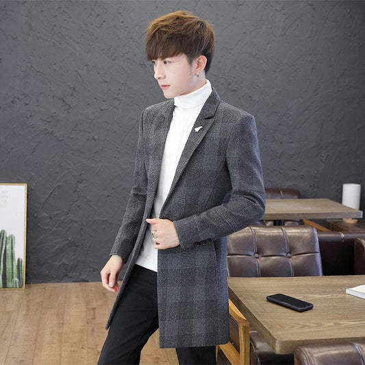 Large size Windbreaker Men's clothes Autumn And Winter Medium and long section Woolen coat