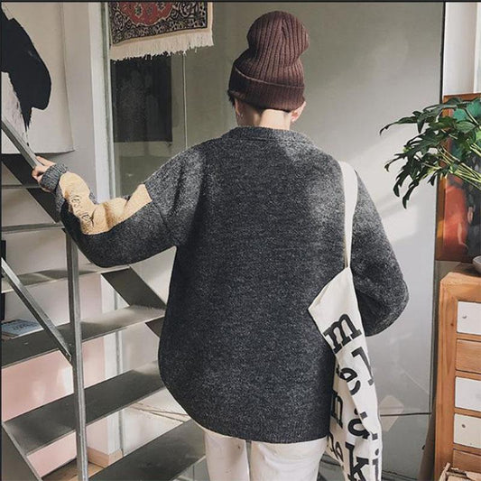 Autumn and Winter Small Fresh Round Neck Sweater Men's Pullover Sweater Student Loose Trend Long-sleeved Sweater
