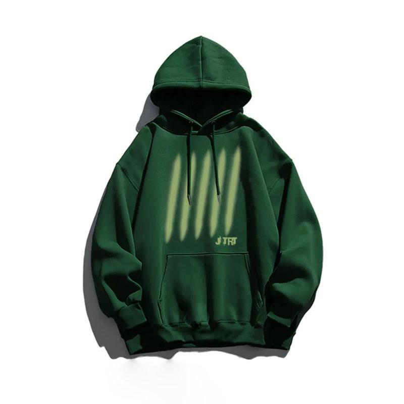 Personality Scratch Printing Winter Warm Long-sleeved Hooded Sweater Loose and Versatile Couple Jacket Men