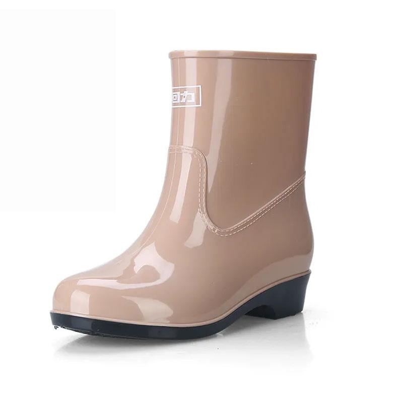 Rain Boots Women's Mid-tube Rain Boots Fashion Water Shoes Water Boots Waterproof Rubber Shoes Overshoes Kitchen