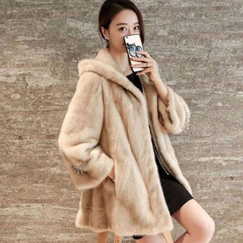 Winter Women Faux Fur Coat Female Long Coat Blends Woolen Elegant Autumn Jacket for Ladies