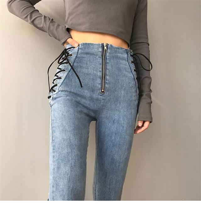Hip-lifting super high-waisted elastic tight pencil pants
