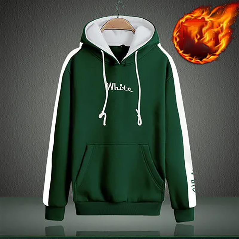 Mens Autumn Sweaters Plus Velvet Plus Size Thick Warm Sweatshirts Casual Loose Sports Fashion Sweater Men