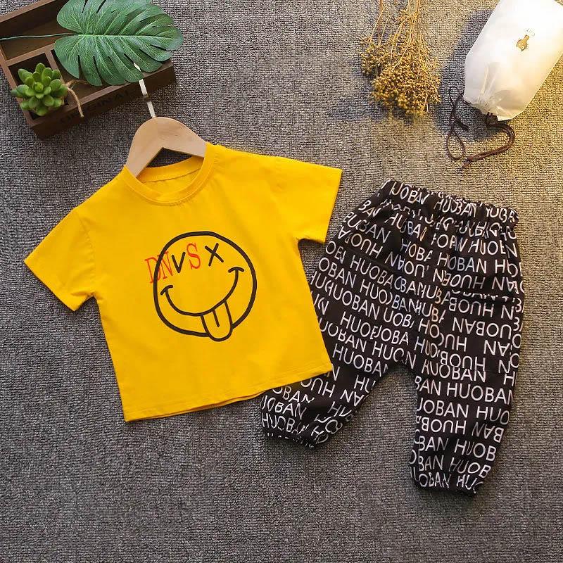 Baby Boy Summer Clothes 0-3 Years Old Baby Suit Casual Clothes Korean Cool Style Children's Suit Children's Short-sleeved Two-piece Suit