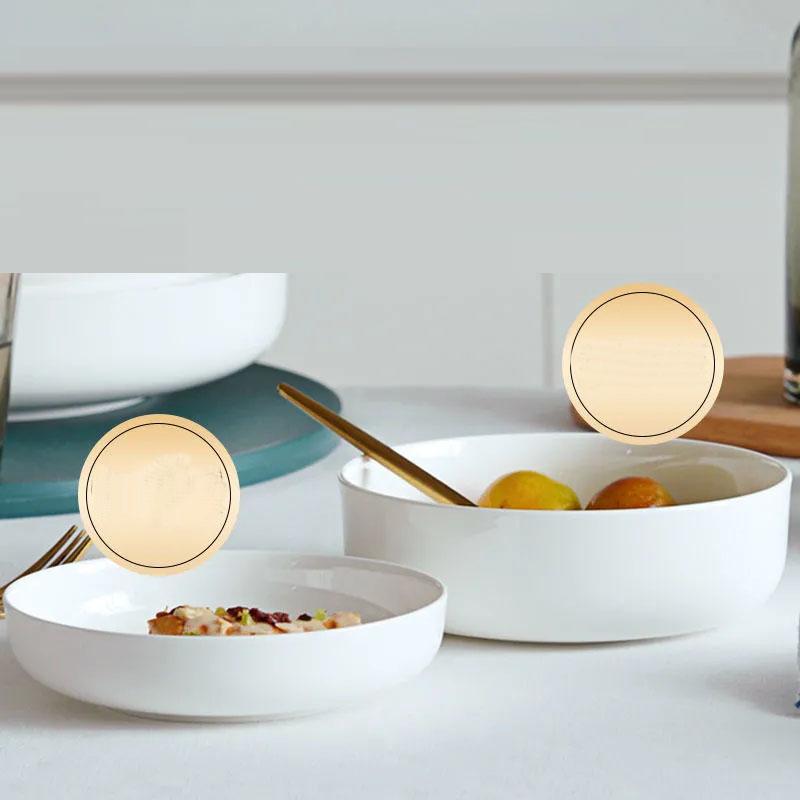 Pure White Dish Deepened Dish Plate Ceramic Household Microwave Oven Usable Dish Plate Disc Tangshan Ceramics