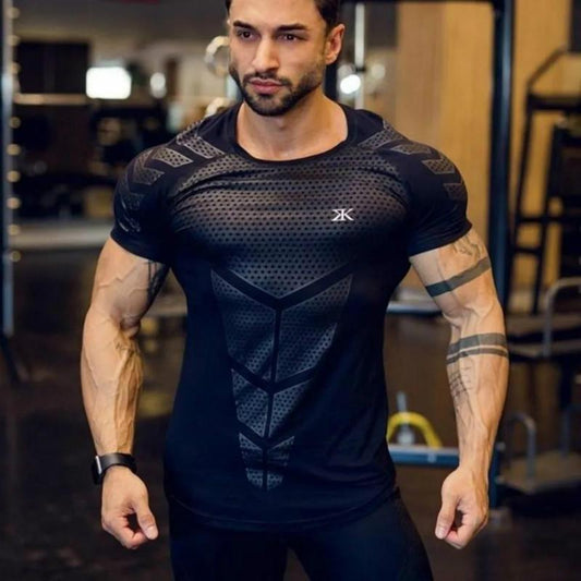 Sports Short-sleeved Men's Quick-drying Tops, Running Training Basketball Uniforms, Tights, High-elastic Fitness T-shirts