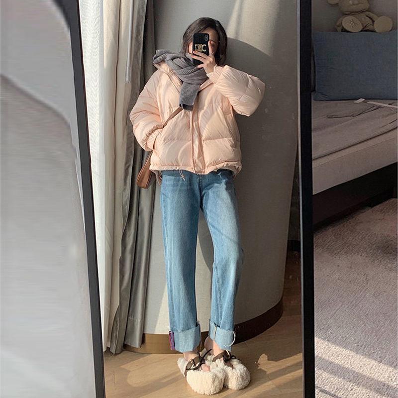 Women's Short Down Jacket Thick and Versatile Loose Bright Face Stand-up Collar Hoodless Winter Padded Jacket Warm Winter Thick Coat