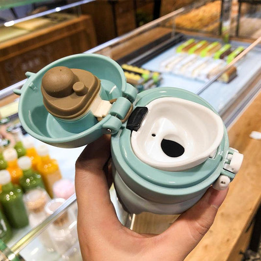 Winter Thermos Cup Male and Female Students 304 Stainless Steel Vacuum Flask Cartoon Cute Water Cup Tea Cup Easy To Carry Water Cup Milk Cup