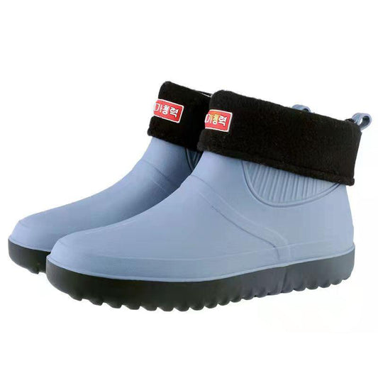 About1988 Men's Fashion Casual Outdoor Waterproof Short Ankle Rain Boots Non-slip Waterproof Shoes Plus Velvet