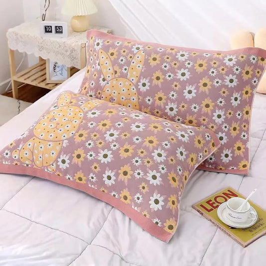 A Pair of Cotton Pillowcases Plus Thicker Cotton Pillow Covers Non-slip and Non-slip
