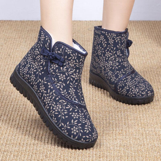 Winter Women's Plus Velvet Warm Soft-soled Cotton Shoes Thickened Non-slip Middle-aged and Elderly Cotton Boots