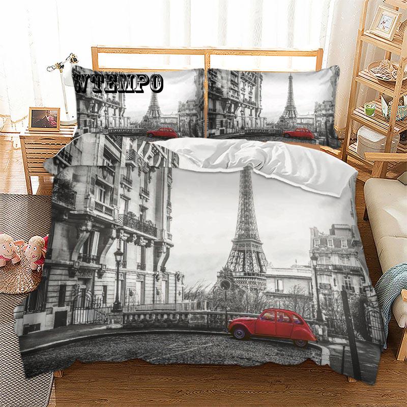 Big Ben Bedding Set Sheet Pillowcases Bedclothes Duvet Cover London Prined Bed Set