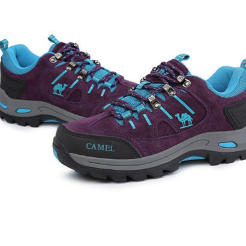 Outdoor Hiking Shoes Women's Lightweight Wear-resistant Mountain Climbing Hiking Shoes Waterproof Large Size Leather Sports Shoes