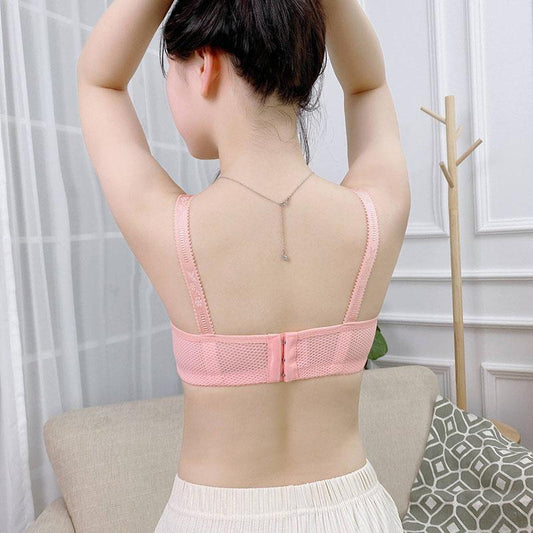 High-quality Small-chested Gather Bra Women's Underwear Thin Section No Steel Ring Bra Embroidery Breast Adjustment Breathable Beauty Back Bra