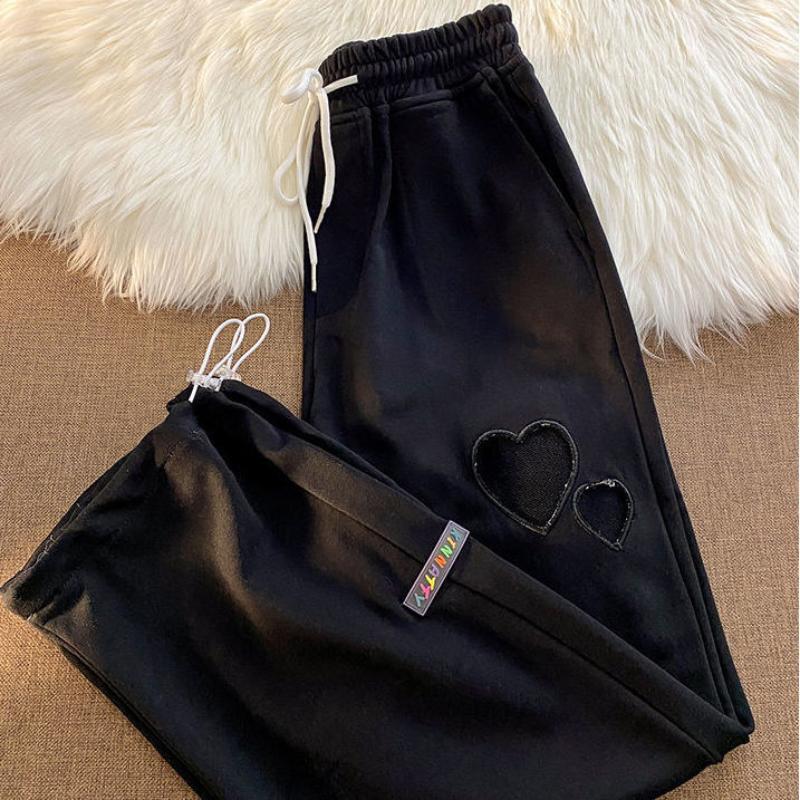Hollow Design Love Hole Casual Straight Leg Pants Women Summer Thin Drawstring Design High and Thin Panties