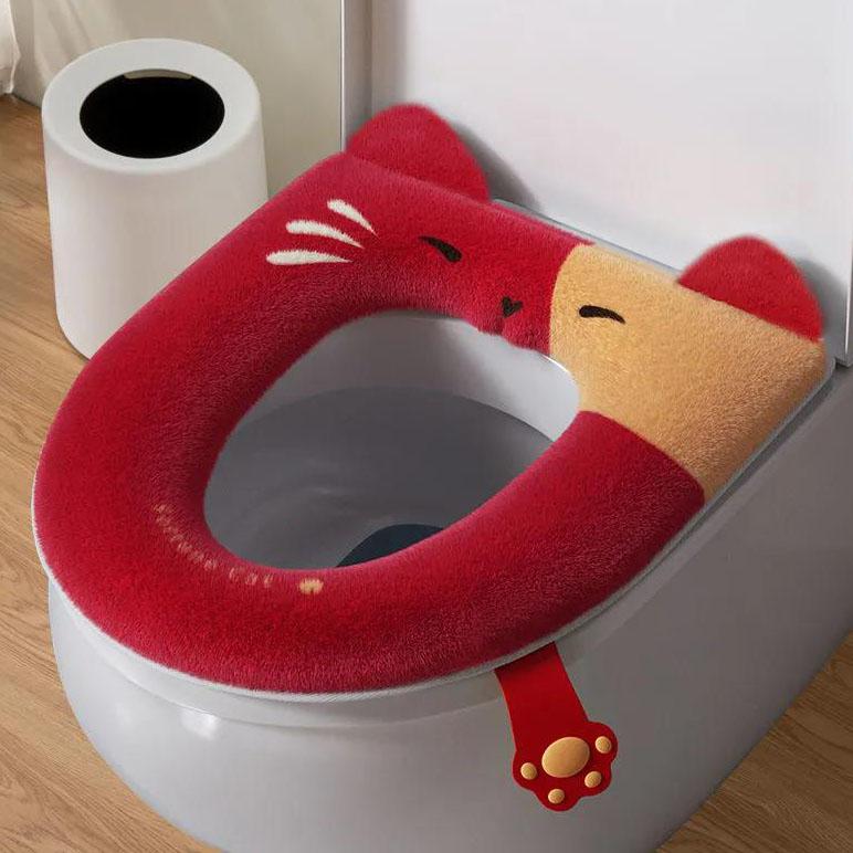 Four Seasons Universal Toilet Seat Cushion Household Bathroom Toilet Cover Cute Cat Waterproof Thickening Toilet Seat Covers