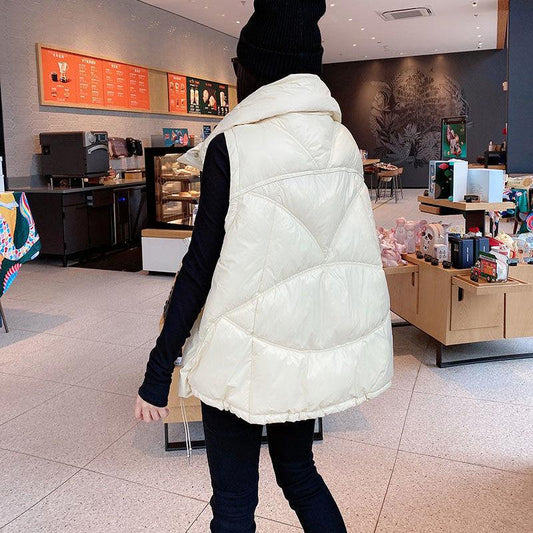 Women's Down Vest Women Winter Wear Vest Loose Large Size Stand-up Collar White Duck Down Vest Vest