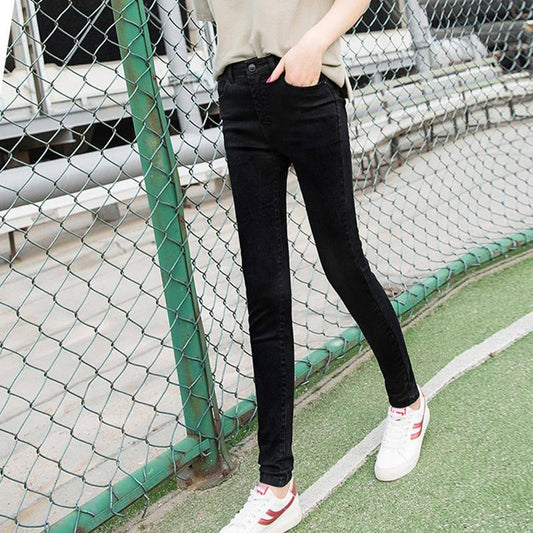 Zipper Skinny Casual Jeans Women Bottoms Streetwear Mid Waist Buttoned Denim Trousers