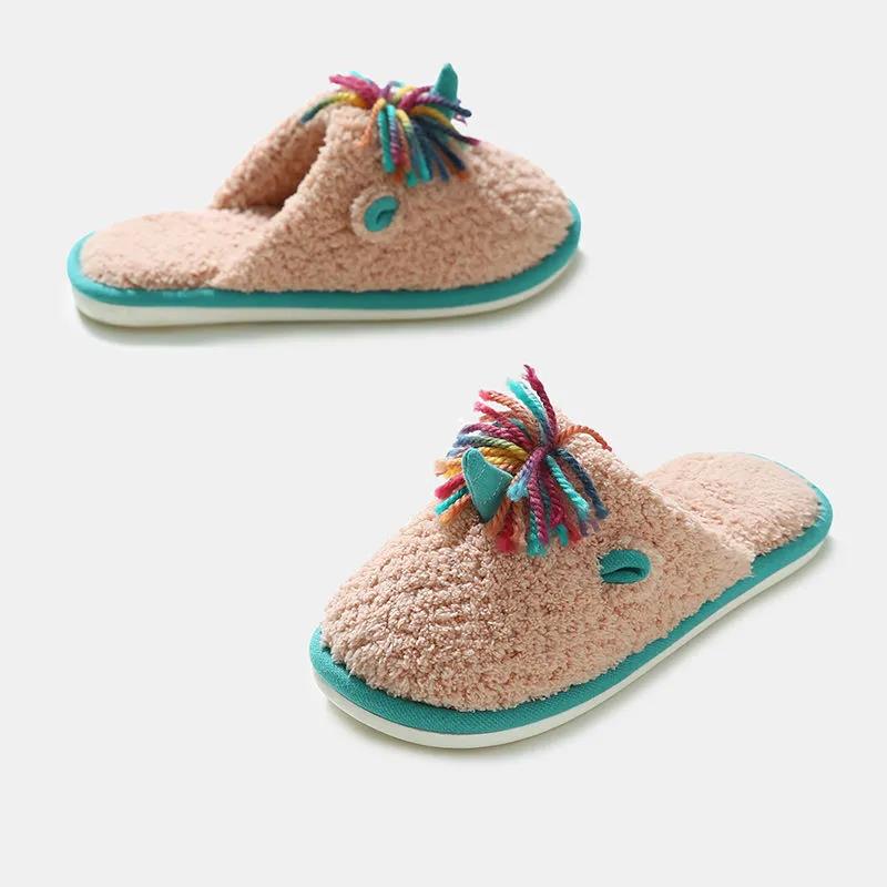 Autumn and Winter Tassel Cotton Slippers Casual Warm Flat Shoes Indoor Non-slip Cotton Shoes Soft Shoes