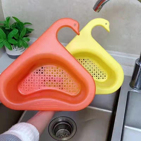 Swan Drain Basket Wet and Dry Separation Hook Sink Kitchen Garbage Filter Basket Hanging Type Washing Vegetable Drain Rack Fruit Cleaning Basket