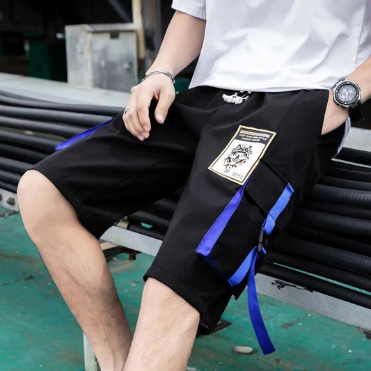 Summer Shorts Men's Overalls Casual Loose Large Size Trend Student Big Pocket Five-point Pants Sports Men's Pants All-match