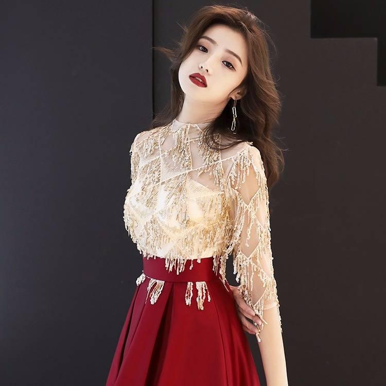 Little Evening Dress Female Long Party Dress Party Dinner Party Banquet Noble and Thin Host