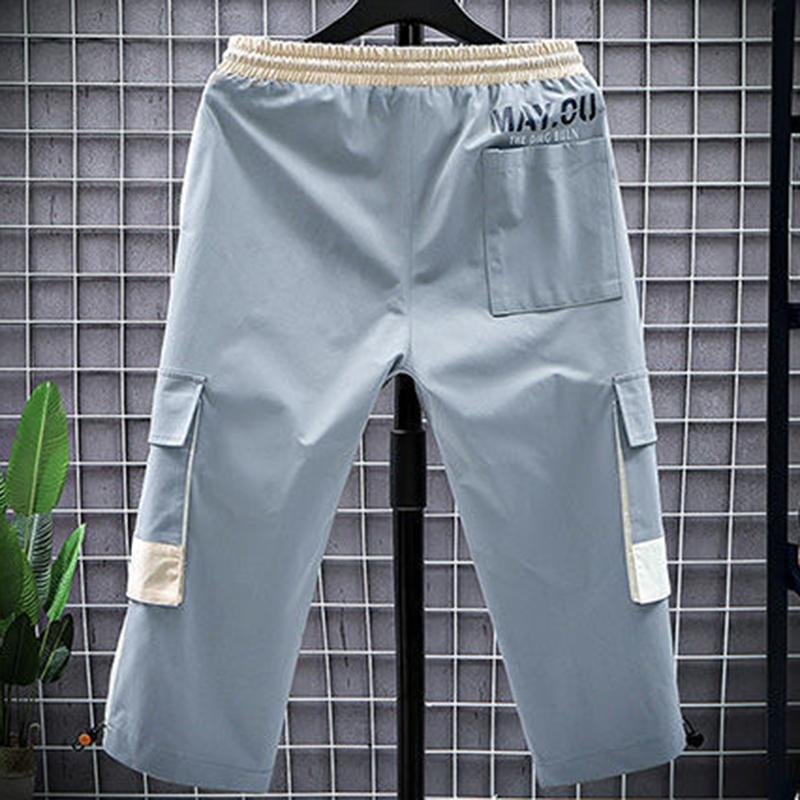 Summer Men's Cropped Pants Men's Loose All-match Breeches Handsome Workwear Casual Pants Thin Summer 7-point Shorts Men