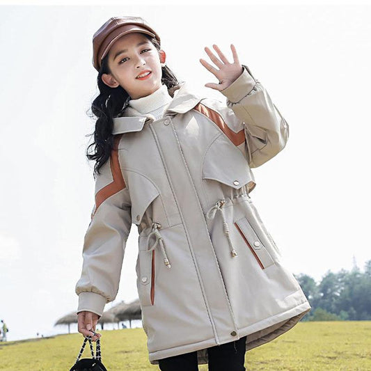 Girls' Winter Wear Faction Overcomes Warm and Windproof Cotton Coat Autumn and Winter Clothing Plus Velvet Padded Coat