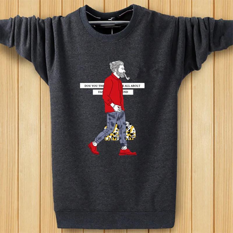 Winter Men's Sweatshirts Thick Youth Warm Pullover Sweater Cotton Plus Velvet Long-sleeved Loose Sweater