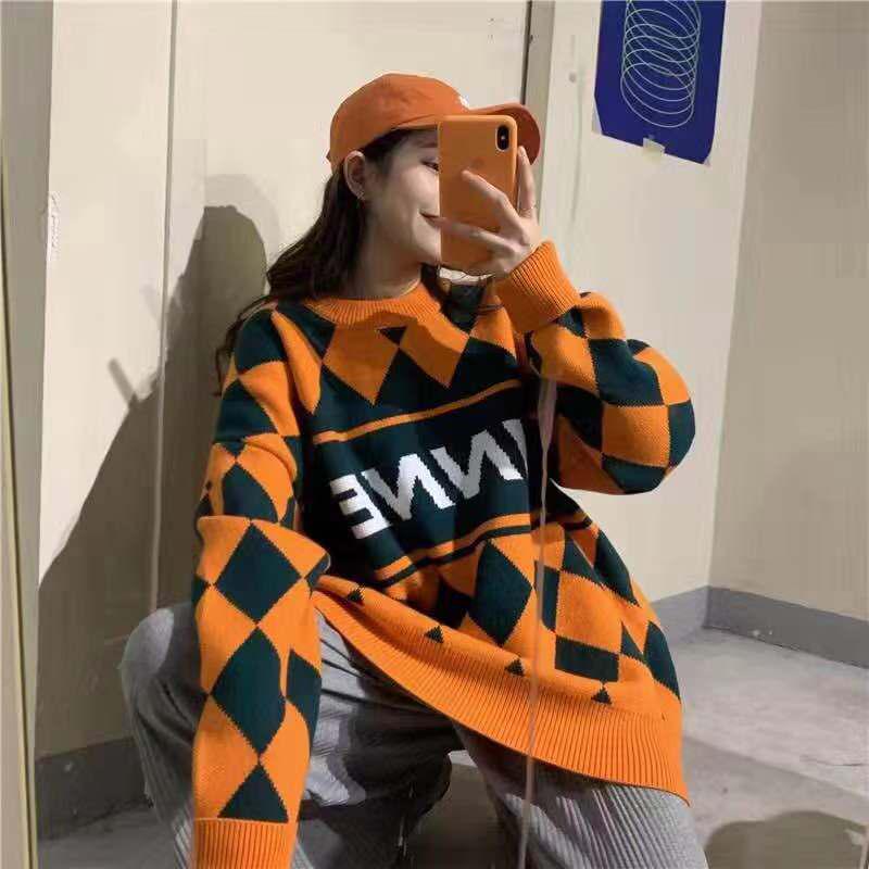 Pofulove Lazy Wind Sweater Women Loose Winter Mid-length Wild Thick European and American Pullover
