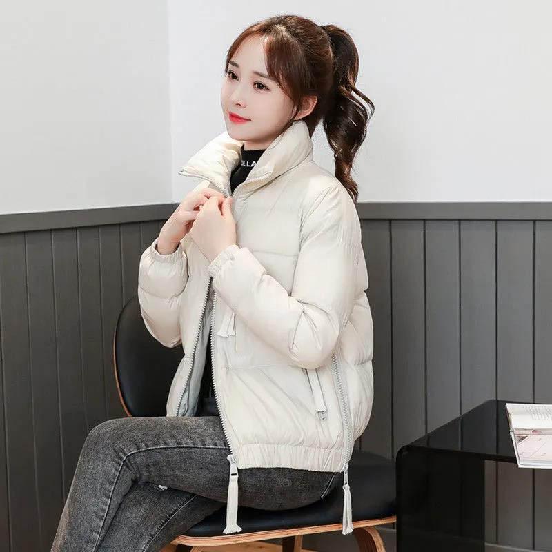 Glossy Down Coat Women's Short Loose Bread Coat Winter Coat Student Padded Jacket