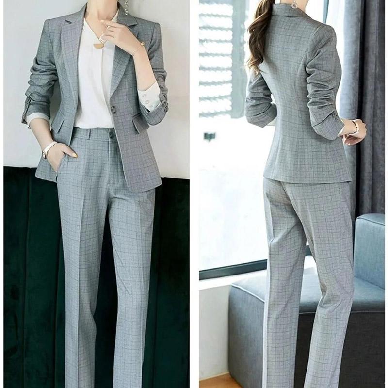 Spring and Autumn Suit Two-piece Suit Temperament Business Wear Fashion Casual Work Wear Formal Jacket Women