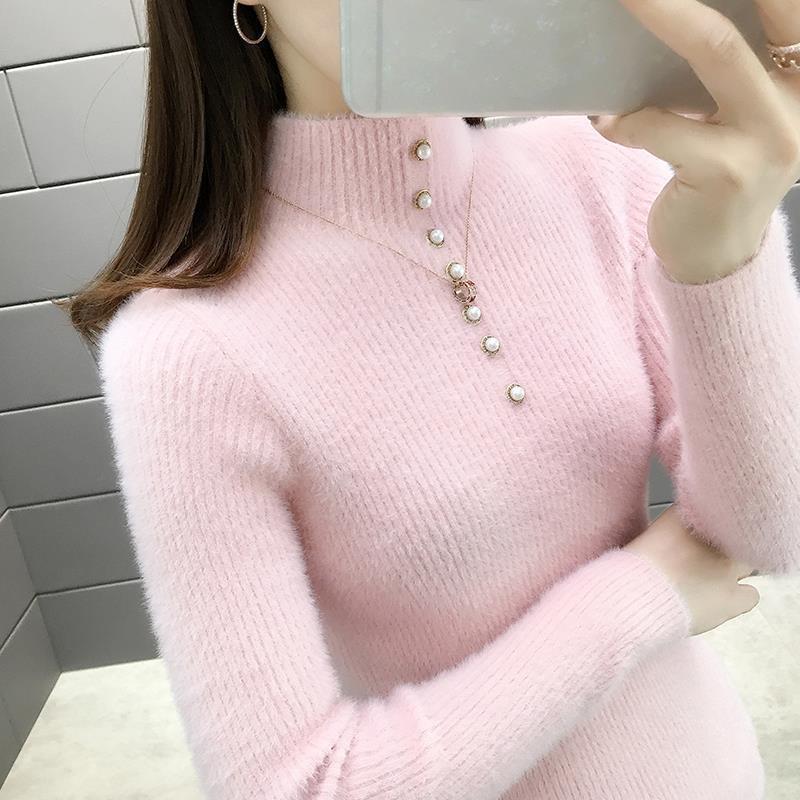 Autumn/winter High Neck Long Sleeve Bottoming Shirt Slim Short Knitted Sweater Women