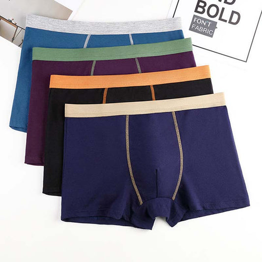 4-pack Cotton Boxer Briefs Men's Boxer Briefs Comfortable and Breathable Mid-waist Large Size Men's Briefs