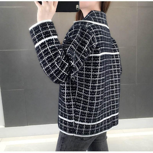 Non-shedding Autumn and Winter Women's Imitation Mink Fleece Sweater Women's Knitted Cardigan Jacket Thickening
