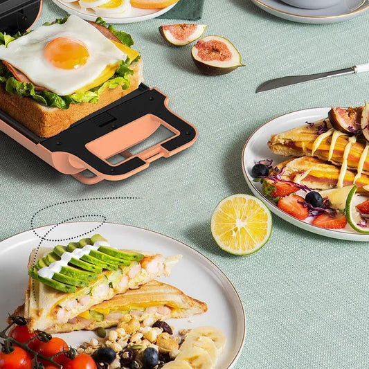 600W Frying and Baking Machine Waffle Maker Sandwich Making Machine Kitchen Supplies with 3 Sets of Bakeware