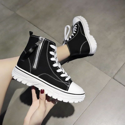 Fashion High-top Canvas Shoes Outdoor All-match Spring and Summer Shoes Ladies Trendy Casual Work Shoes