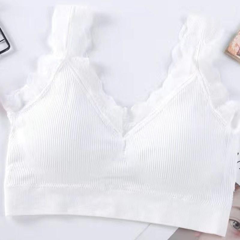 Lace-wrapped Underwear Women with Chest Pad Anti-glare Beauty Back Tube Top Plus Size Bra