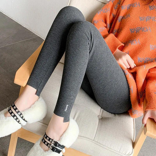 Spring and Autumn Thin Threaded Leggings Women's Long Trousers Are Thin Outer Wear Elastic High Waist Stretch Leggings Yoga Pants