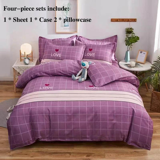 Bed Supplies Grinding Four-piece Thick Twill Bed Single Pillow Package Set Home Bedding 1.8 M 2 Meters Double Bed