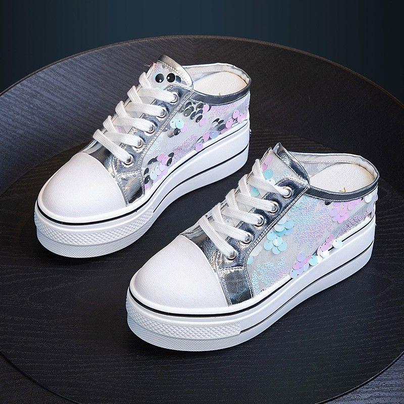 Women's Summer Slippers Fashion Sequins Shoes Ladies Slippers Super High Heels Woman Summer Shoes Slipper