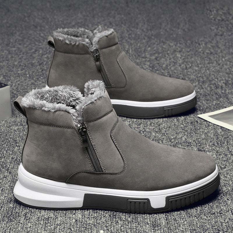 Winter Snow Boots Men's Plus Velvet Warmth Waterproof Cotton Shoes Men's Thick High-barreled Leather Boots